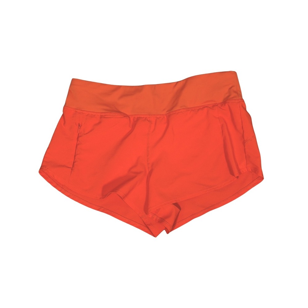 Title Nine Women Orange Running Shorts Size S Zipper Pocket Athletic Activewear